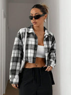 Cardigan Cropped Coat Plaid Shirts