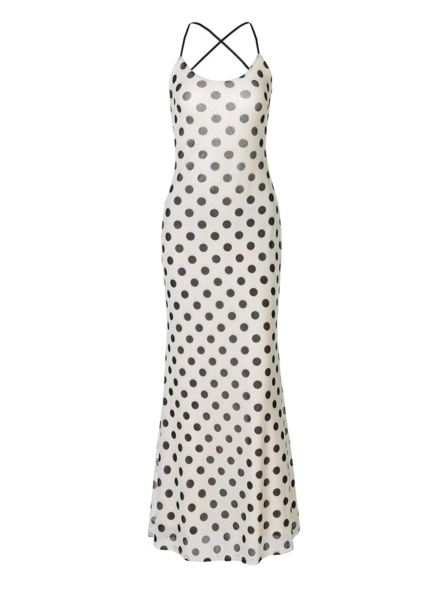 Polka Dots Sleeveless Slim-fit Maxi Dresses