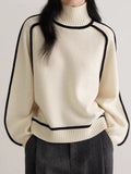 Color-blocked Stripes Splicing Half Turtleneck Sweaters