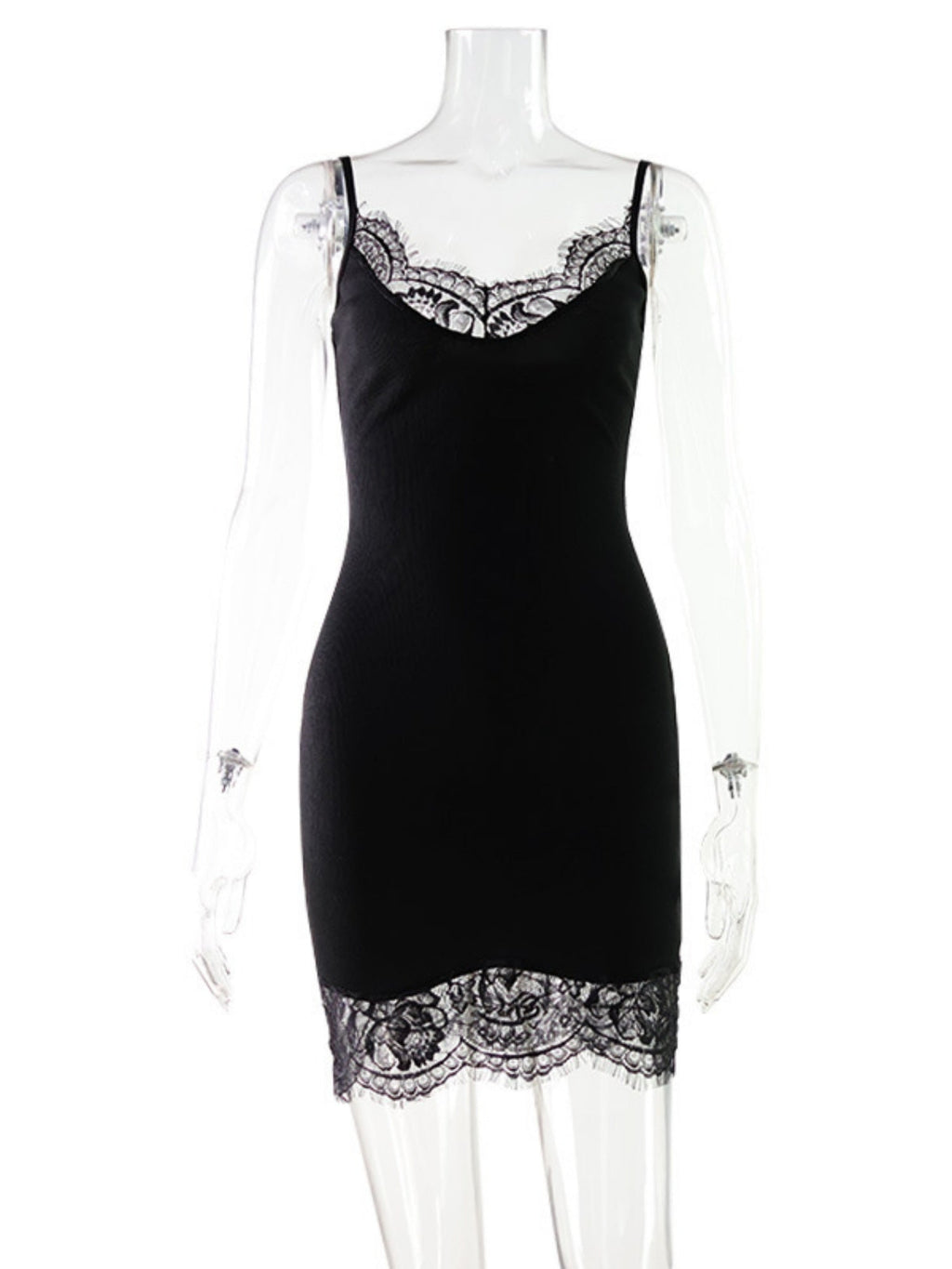 Lace Trim Slim-fit Camisoles Mini&Short Dresses