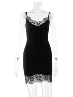Lace Trim Slim-fit Camisoles Mini&Short Dresses
