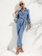 Button-up Slim-fit Jumpsuit Jeans