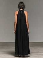 Backless Solid Color Midi Dress