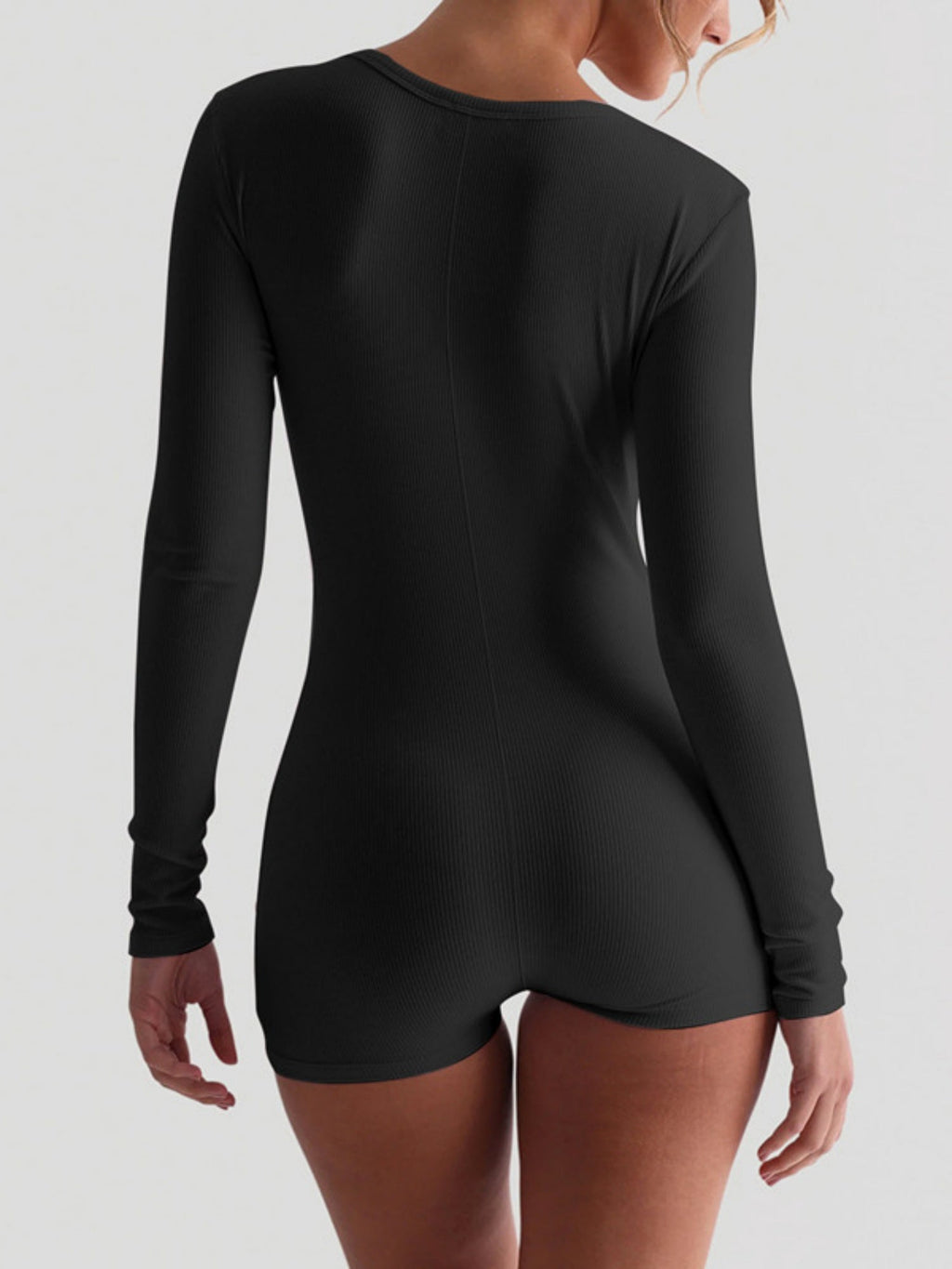 Ribbed U-neck Button Fitness Exercise Yoga Jumpsuits