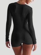 Ribbed U-neck Button Fitness Exercise Yoga Jumpsuits