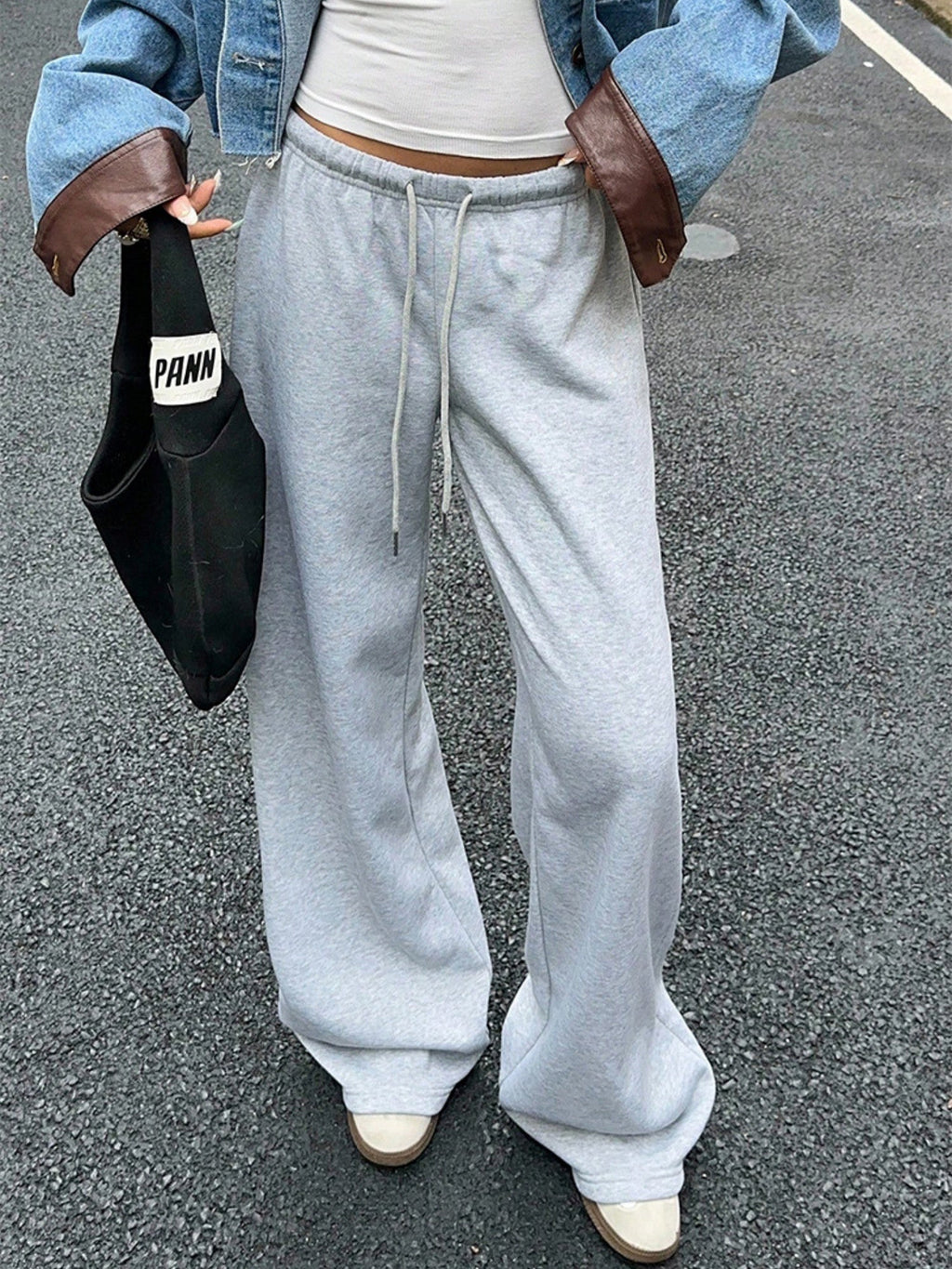 Drawstring Relaxed Exercise Mid-low Waist Sweatpants