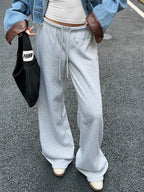 Drawstring Relaxed Exercise Mid-low Waist Sweatpants