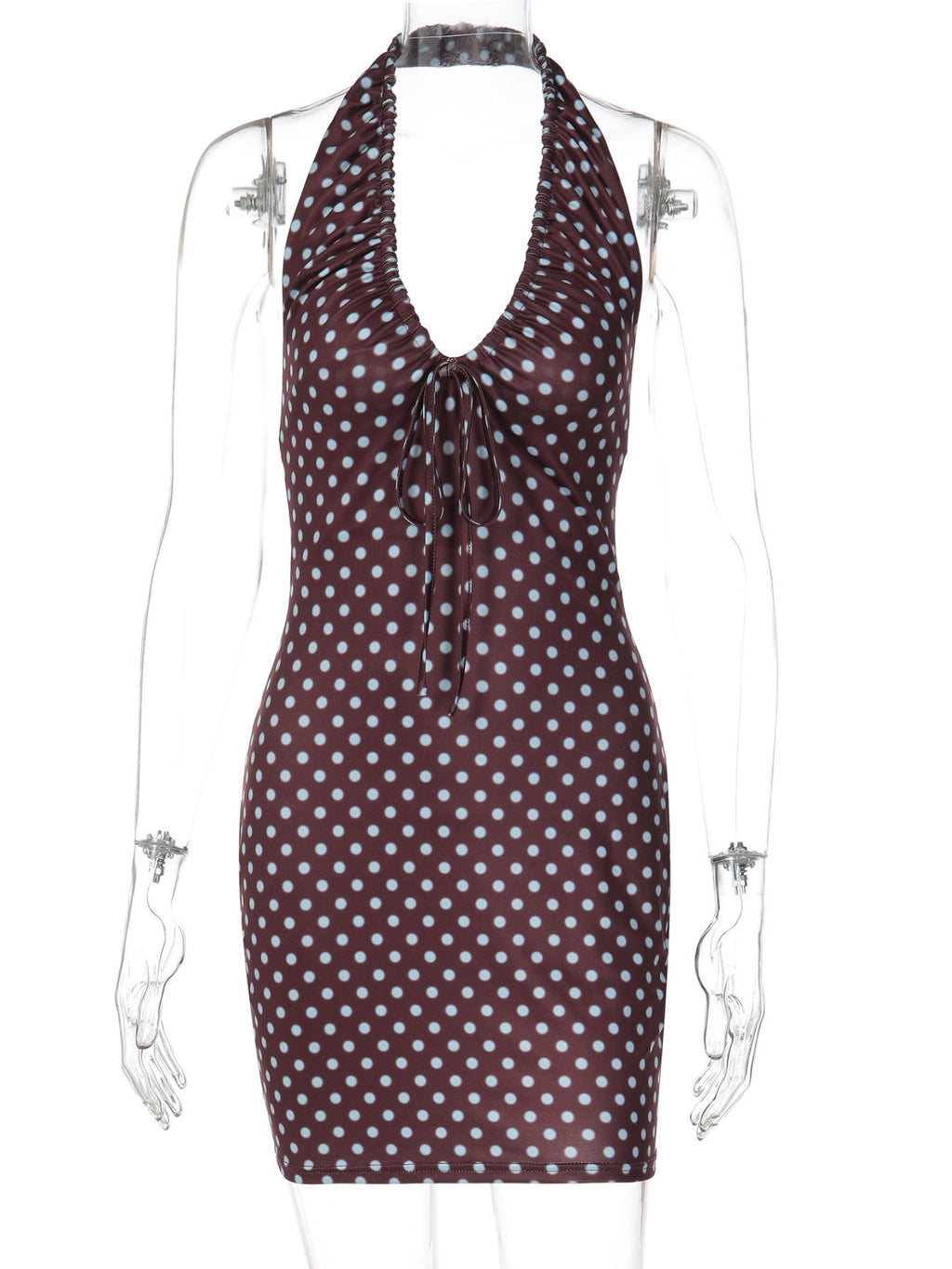 Polka Dots Neck Strap Slim Fit Hip Body Mini&Short Dresses