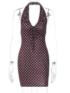 Polka Dots Neck Strap Slim Fit Hip Body Mini&Short Dresses