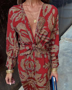 Claudia Timeless Long Sleeved Dress with Floral Print Elevated Occasion Wear