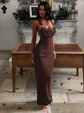 Pleated Bandage Slim-fit Hip-hugging Sexy Maxi Dresses