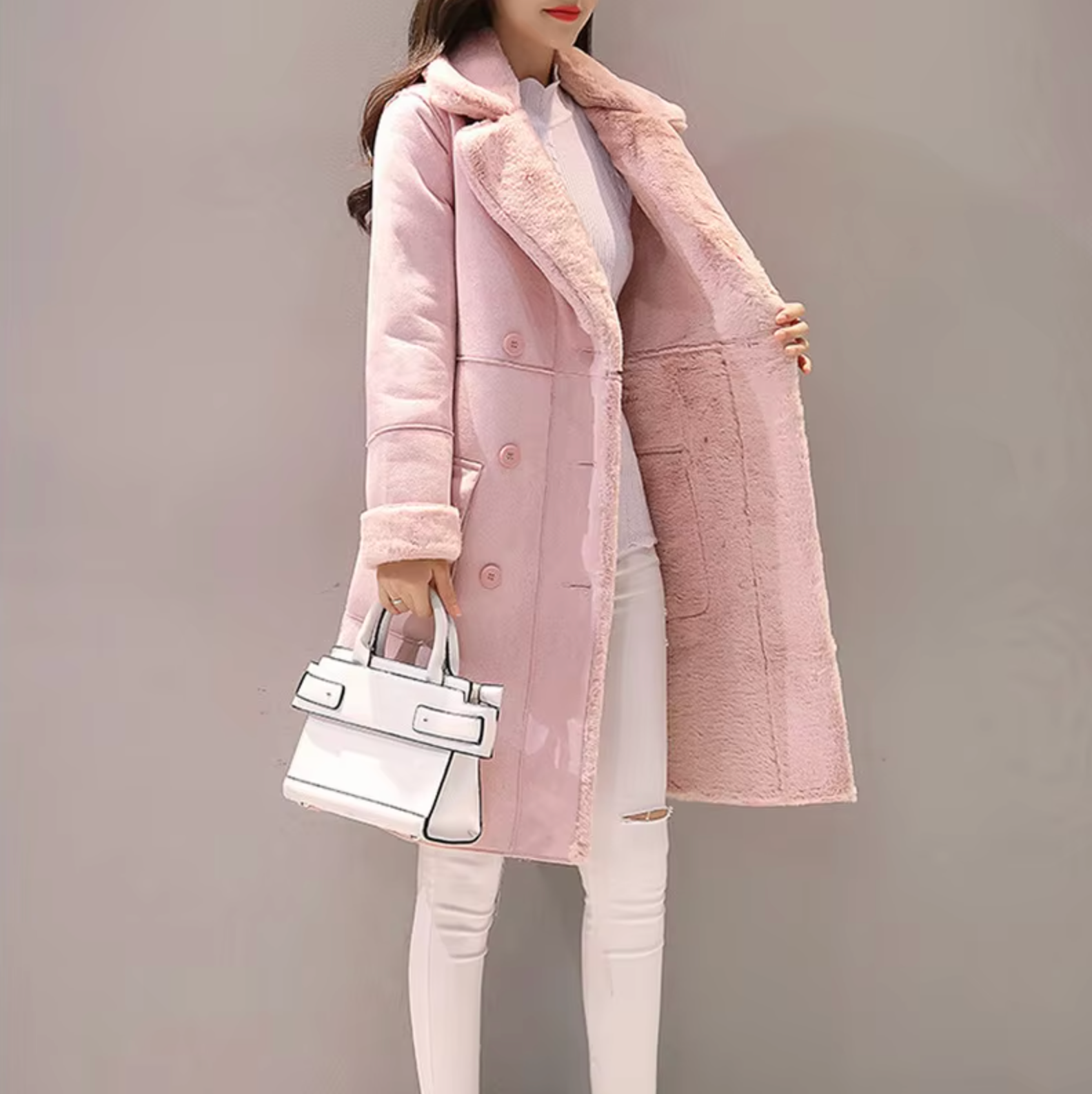 | Velvet-lined suede coat
