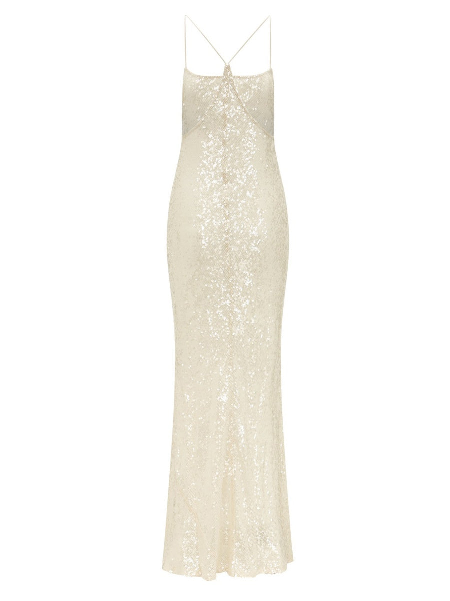 Backless Camisoles Sequins Slim-fit Banquet Maxi Dresses