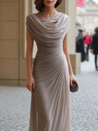 Swing Collar Tight Fit Pity Temperament Maxi Dresses