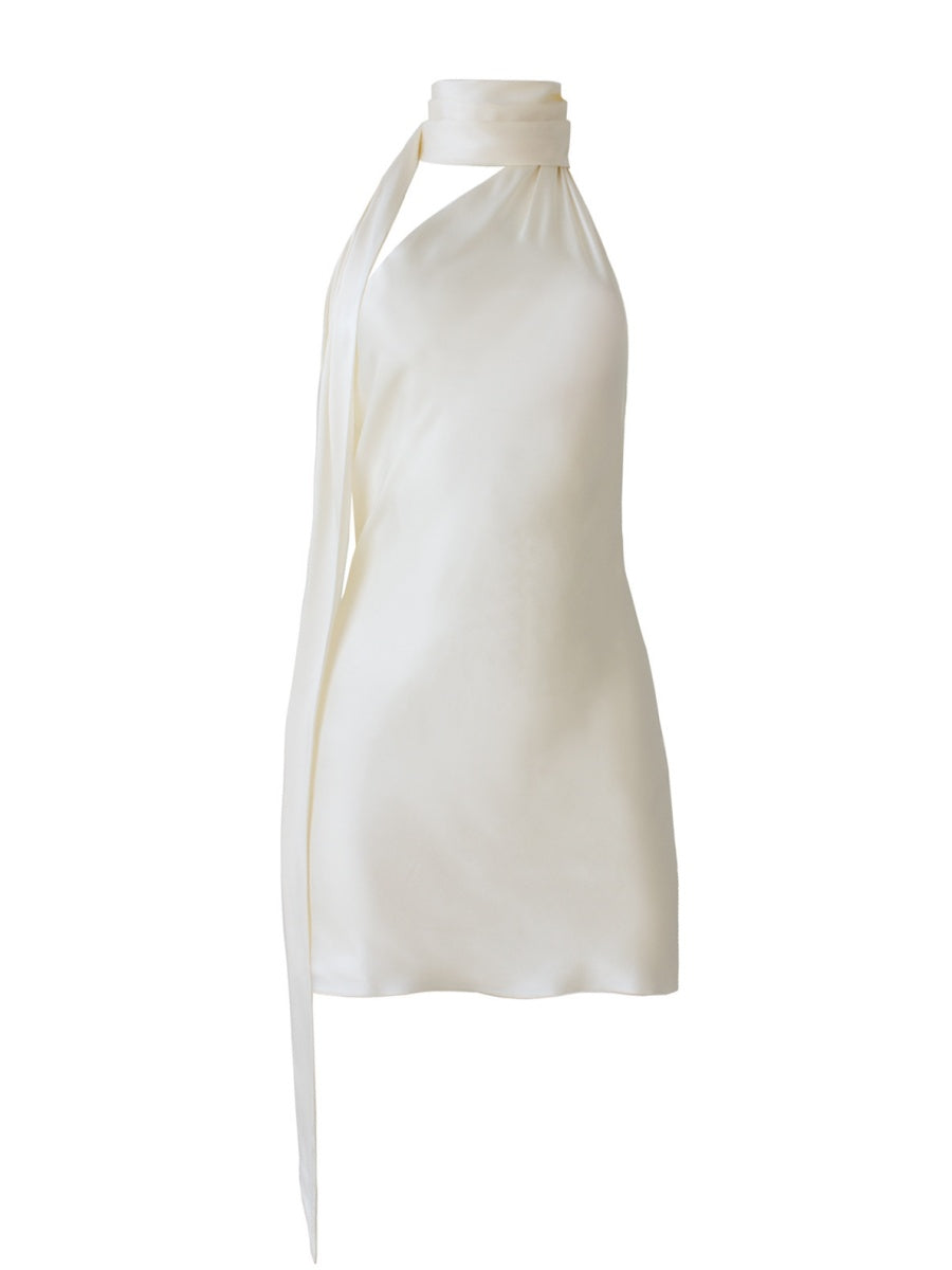 Halter Backless Satin Wedding Parties Bridesmaid Mini&Short Dresses