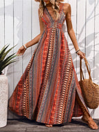 Deep V Sleeveless Backless Beach Smock Vacation And Leisure Maxi Dresses