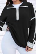 Half Zip Dropped Shoulder Sweatshirt