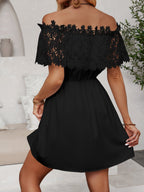Lace Trim Off-the-shoulder And Waist-cinching Mini&Short Dresses