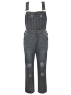Hole Washed Pocket Denim Overalls