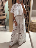 Cutout Floral Two Piece Set