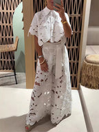 Cutout Floral Two Piece Set