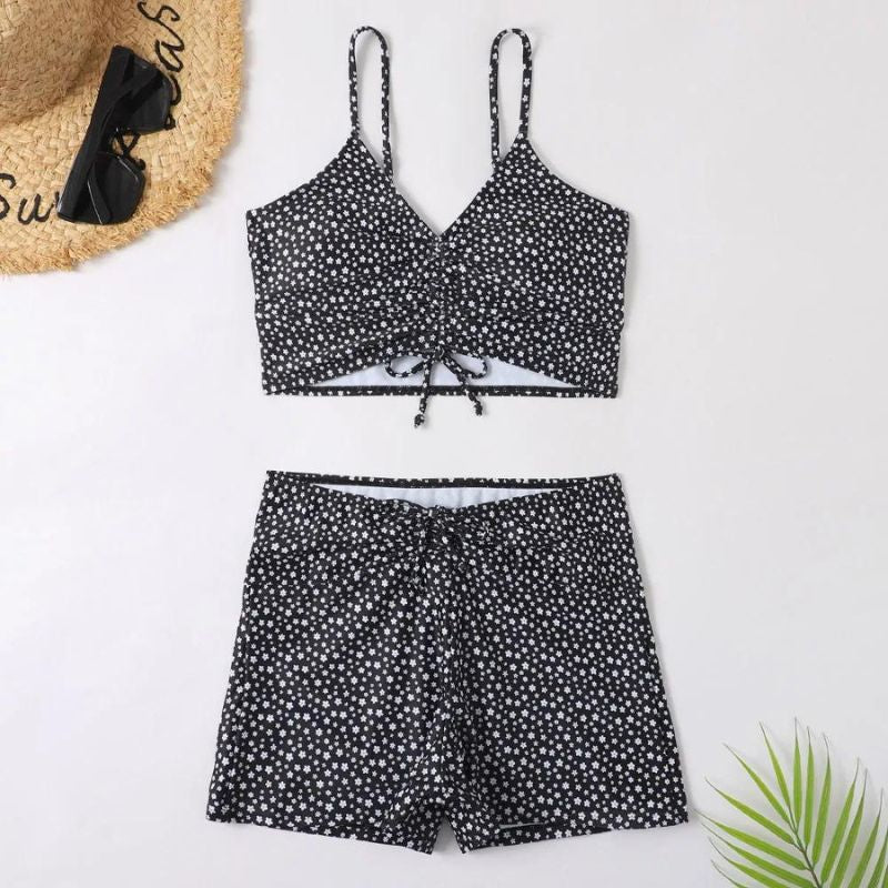 | 3-Piece Ombre Lace Bikini Swimsuit with Skirt