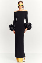 Mariana Minimalist Solid Colored Lantern Sleeve Dress Chic Silhouette Collection