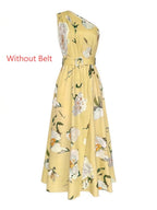 Sloping Shoulders Printed Vacation Temperament Maxi Dresses