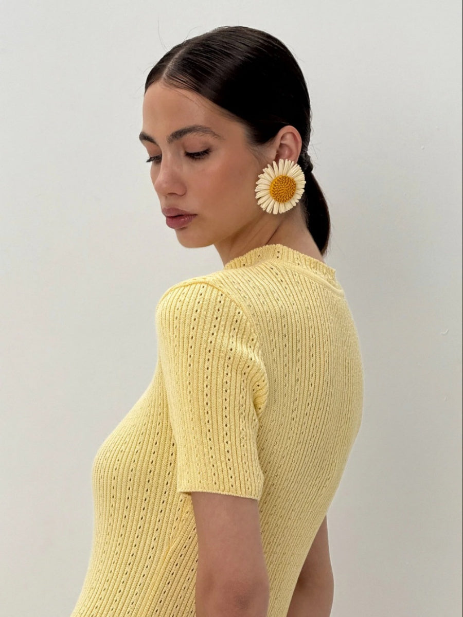 Hollow Knitting Crochet Jacquard Hip-hugging Short Sleeve Grace Maxi Dresses
