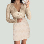 Celia Statement Sequin Dress with V Neck Chic Silhouette Collection