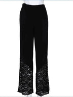 Slim-fitting, Loose-fitting, Comfortable Cropped Trousers With Lace Trim And Cutout Details