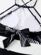 Feather Print Two-Piece Swimsuit With Sun Protection And Skirt (Three-Piece Set)