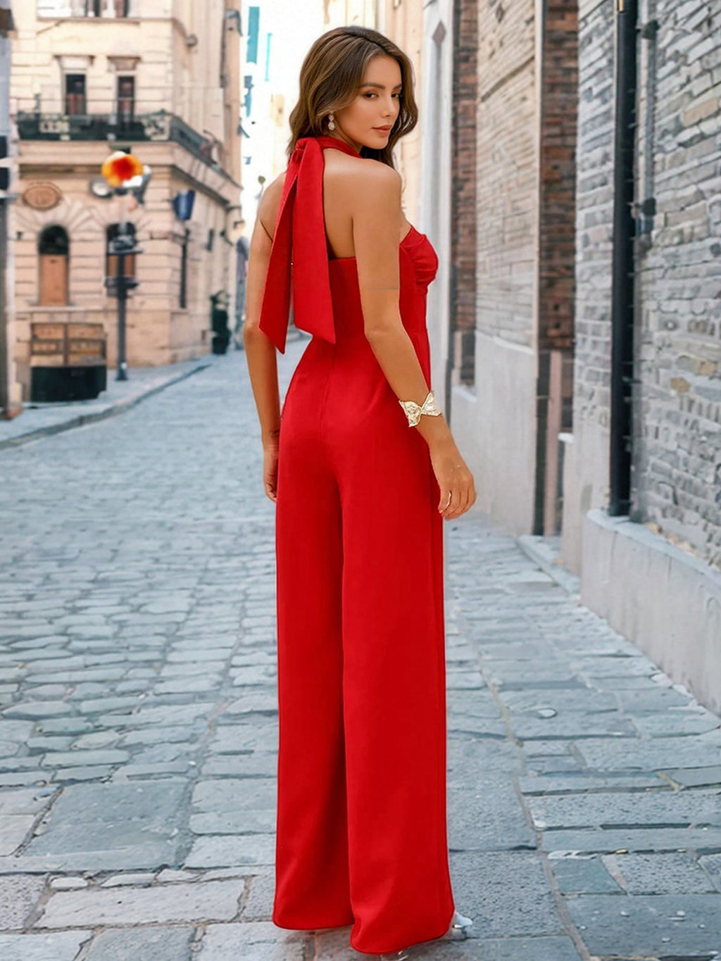 Hollow Out Neck Strap Jumpsuits