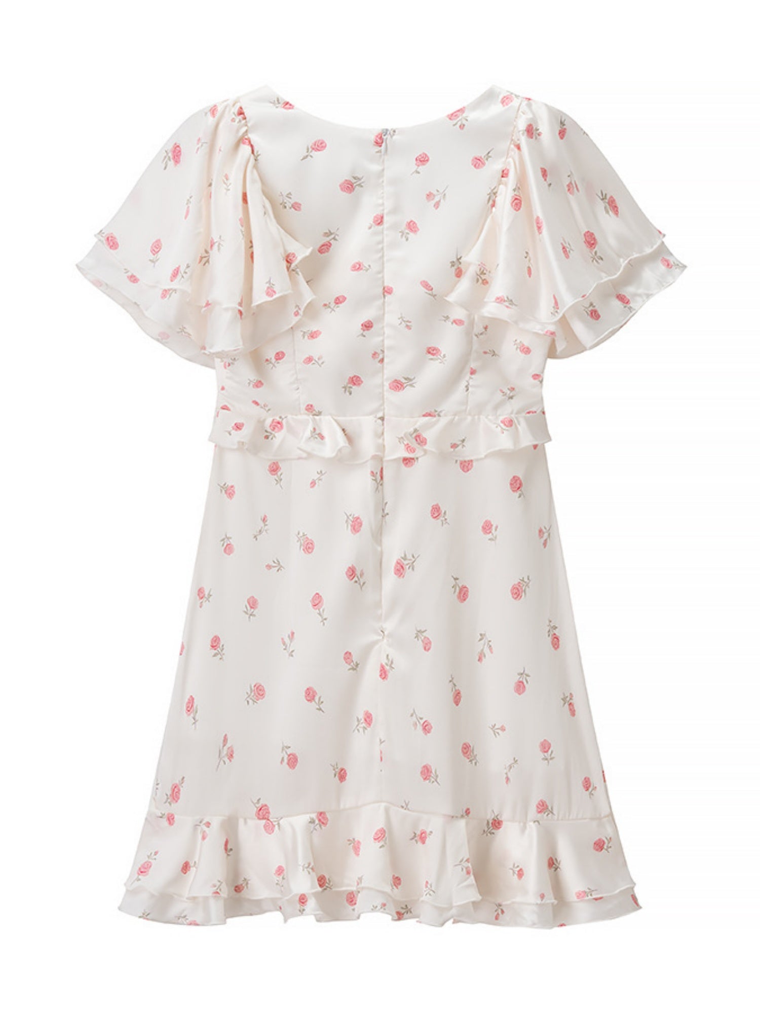 Floral Print Ruffled V-neck Mini&Short Dresses