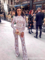 Lace-trimmed Bodycon Jumpsuit With Belt