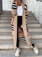 Long Striped Knit Cardigan