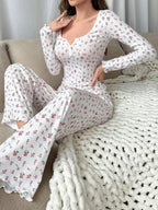Floral Print Long-sleeved Loungewear Set