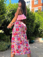 Floral Camisoles Temperament Slit Sexy Vacation And Leisure Maxi Dresses