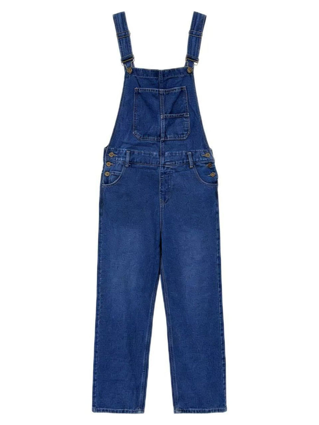 Washed Pocket Denim Overalls