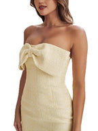 Tweed Bow Solid Color Formal Dress Mini&Short Dresses