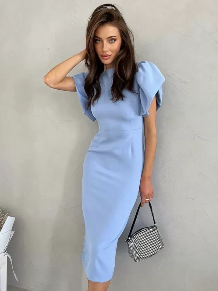Slits Hip-hugging Commuting Midi Dresses