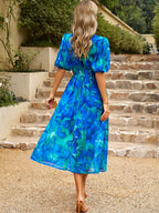 Floral Short Sleeve V-neck Vacation And Leisure Maxi Dresses