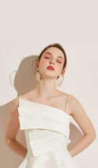 Strapy Hem Mini Dress in White