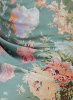 Satin Floral Print Halter Neck Cowl Neck Two Piece Set