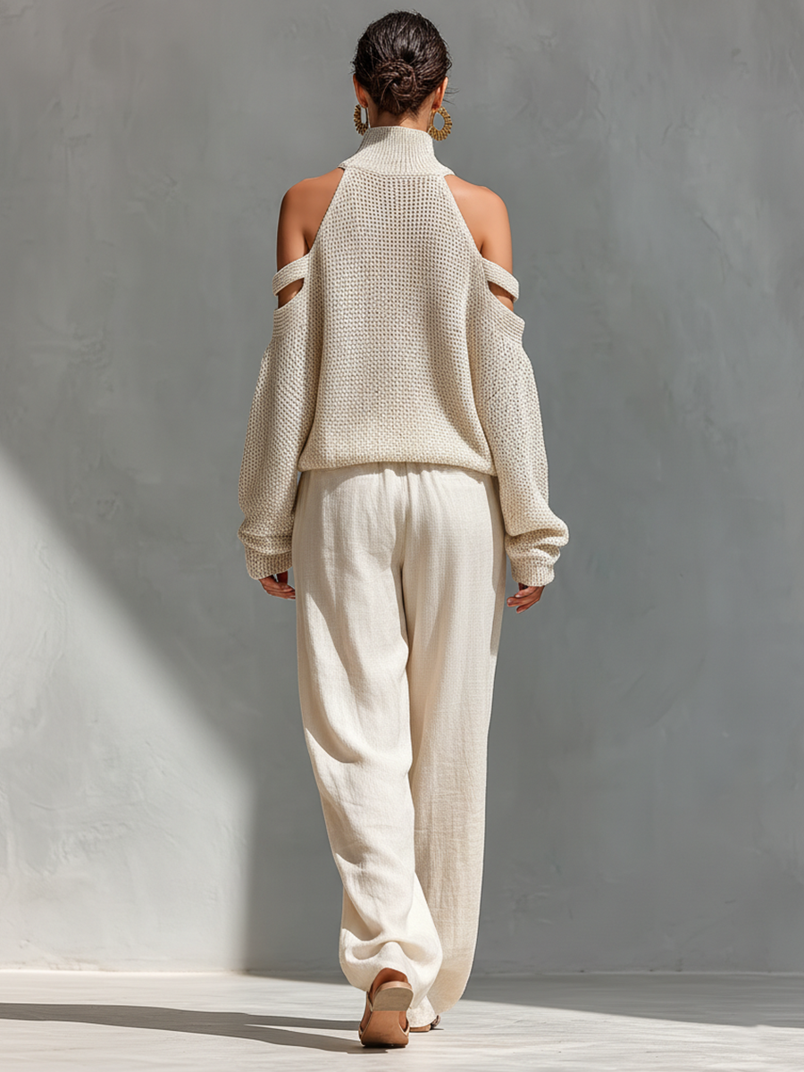 | Beige Wide-Leg Set