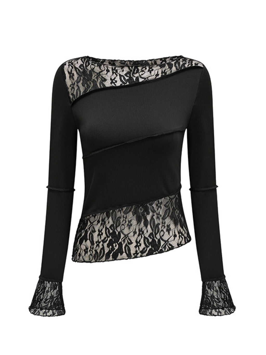 Lace Patchwork Long-sleeved T-shirt