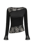 Lace Patchwork Long-sleeved T-shirt
