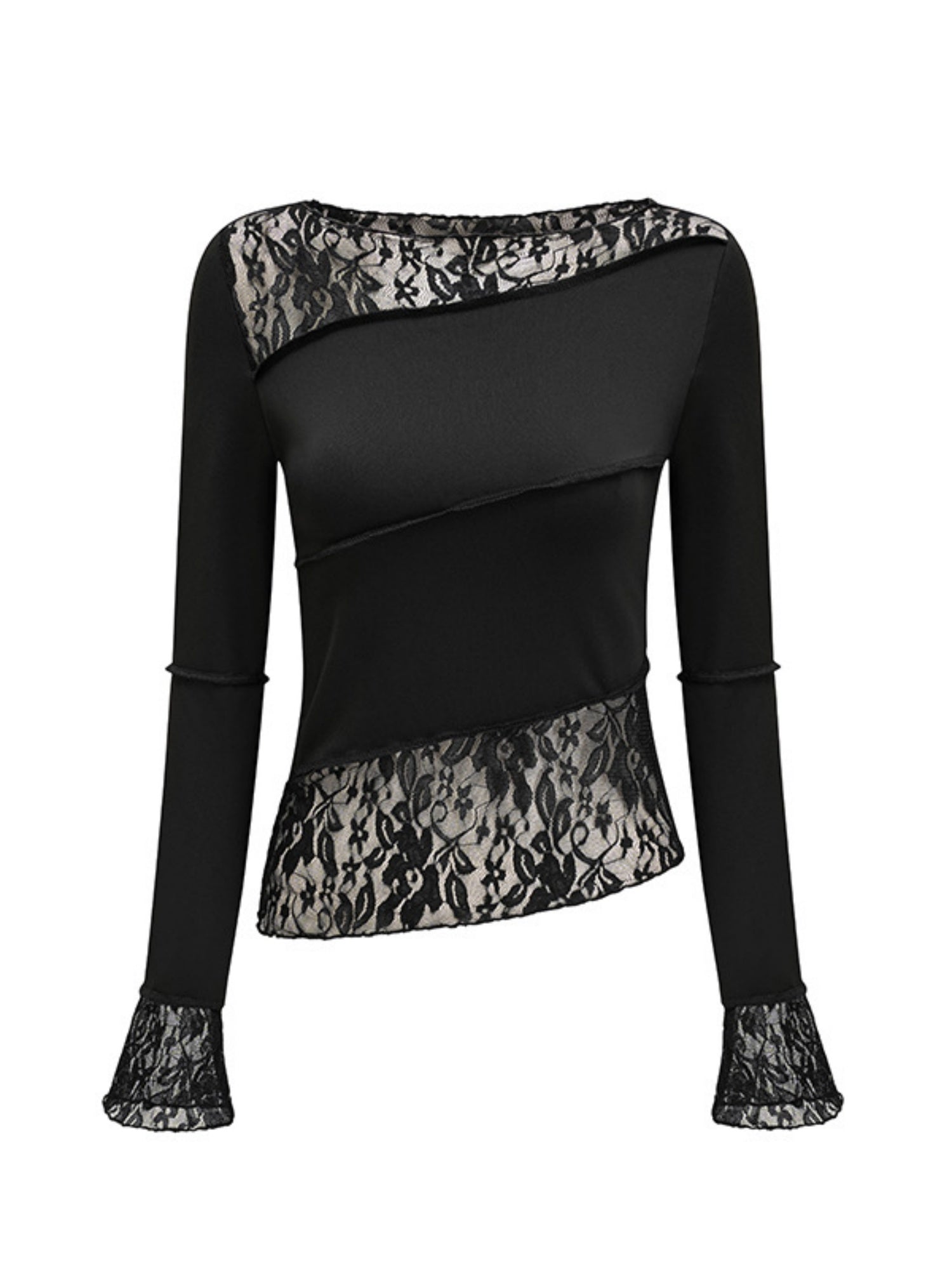 Lace Patchwork Long-sleeved T-shirt