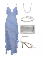 Multi-layer Ruffles Irregular Slit V-neck Vacation Maxi Dresses