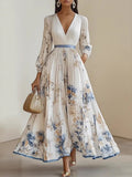 Zipper Plants And Flowers Maxi Dresses
